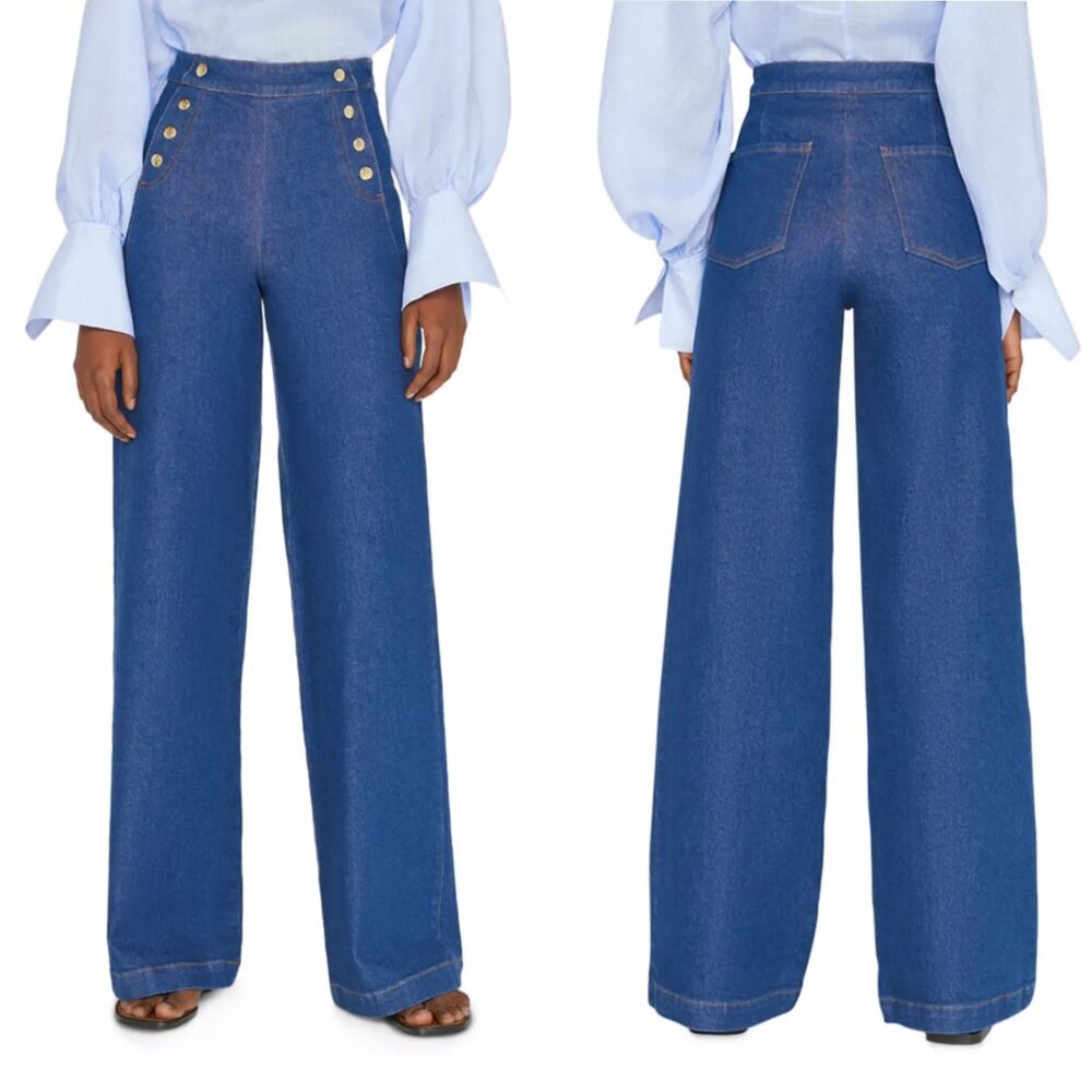 FRAME Sailor Snap High Rise Wide Leg Jeans in Adele Size 31